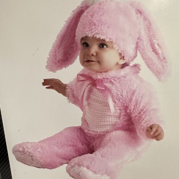Celebrations Other - Rabbit Costume Infant Pink Halloween Jumpsuit Headpiece Bunny Cute Fuzzy 0-6M